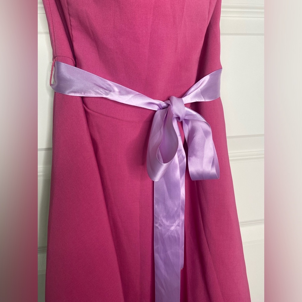 Y2k Pink Strapless Dress with purple sash - Picture 3 of 7